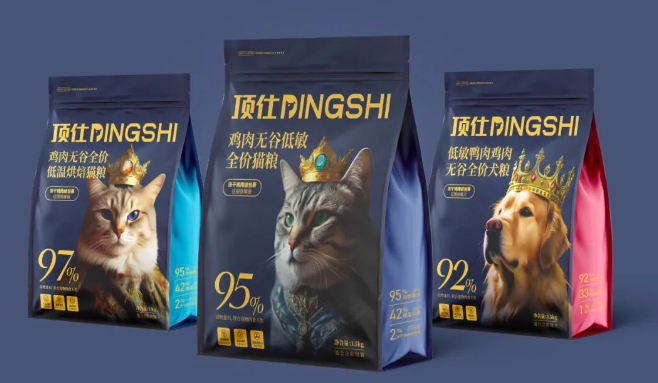 顶仕宠物食品包装设计案例：以“皇室尊贵感”重塑国产宠粮的高端视觉认知